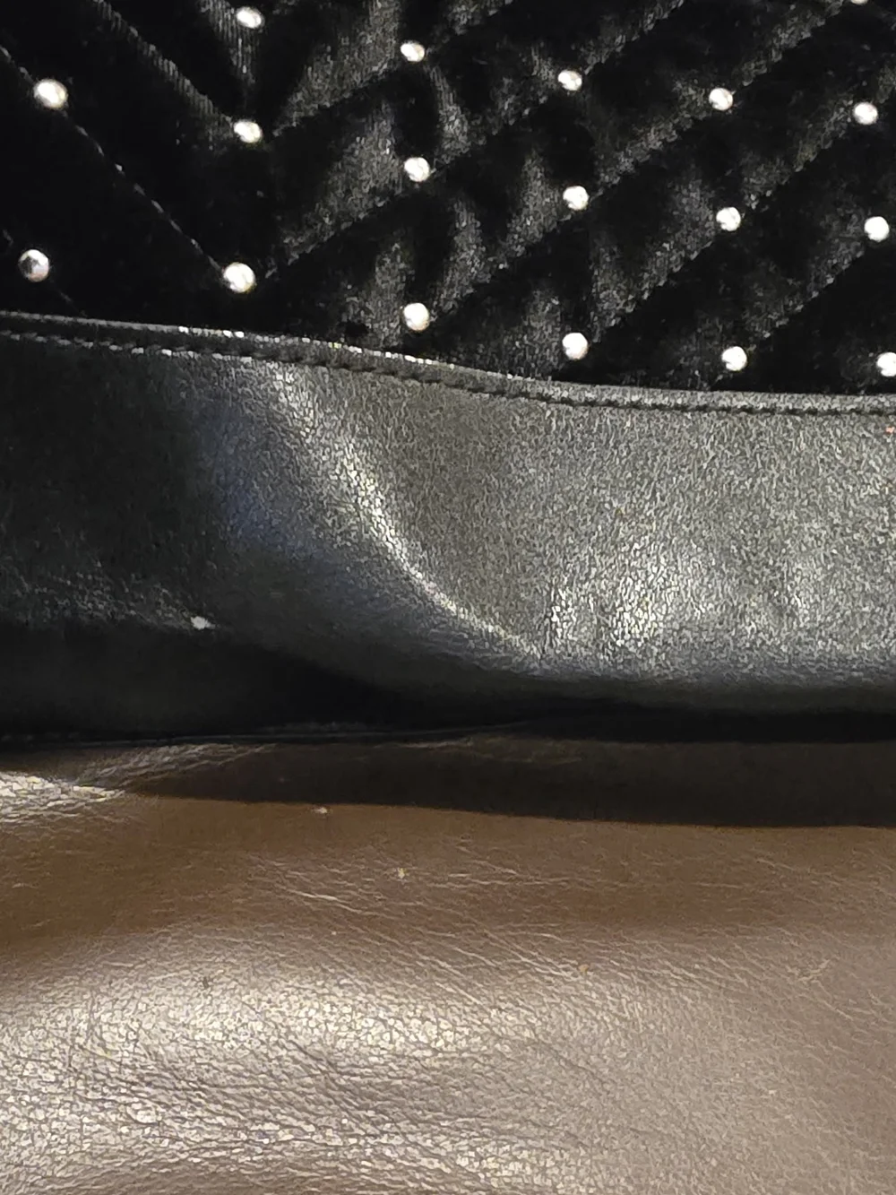 Victoria's Secret Black Quilted Velvet Studded Tote